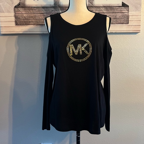 ♥️❄️Michael Kors Woman’s Long Sleeve Cold Shoulder Top Like new Size Large - Picture 1 of 9
